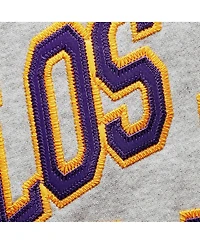 Men's Mitchell & Ness Heathered Gray Los Angeles Lakers Hardwood Classics Big and Tall Throwback Pullover Hoodie