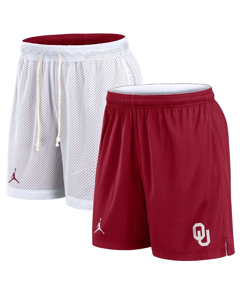 Jordan Men's White/Crimson Oklahoma Sooners Primetime Reversible Shorts