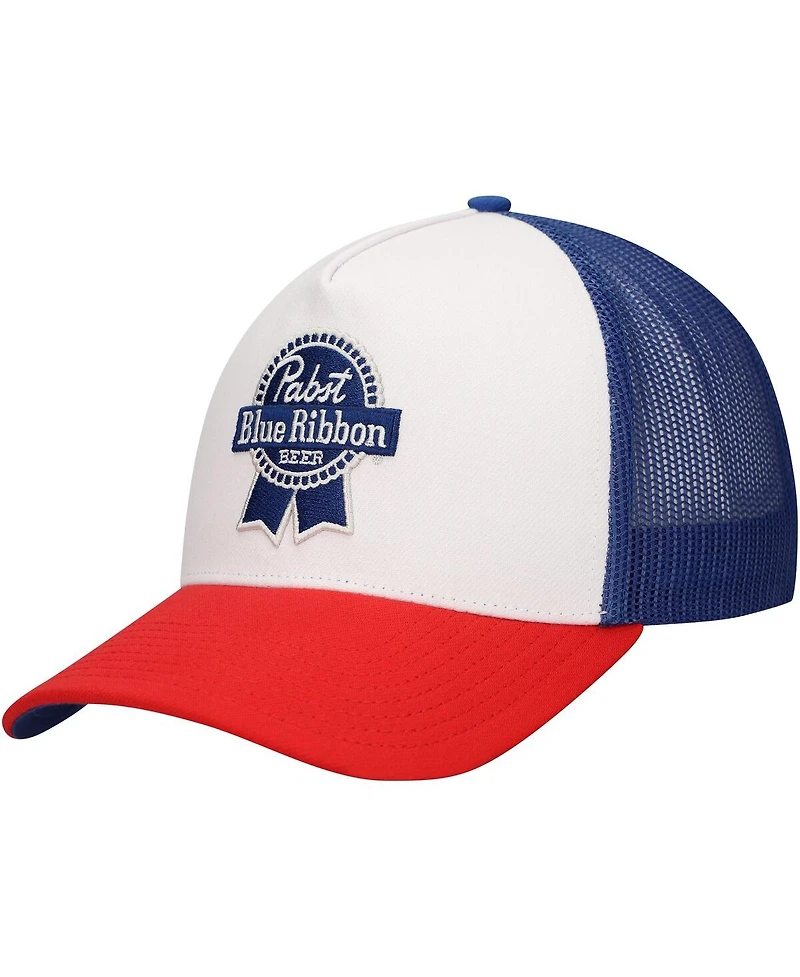 Lids Men's White/Red Pabst Blue Ribbon A-Frame Trucker Adjustable Hat
