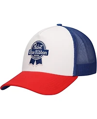 Lids Men's White/Red Pabst Blue Ribbon A-Frame Trucker Adjustable Hat