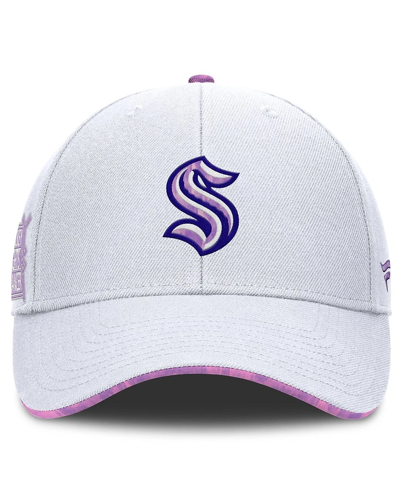 Fanatics Men's White Seattle Kraken Authentic Pro Hockey Fights Cancer Adjustable Hat