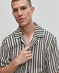 Mode of One Men's Vertical-Stripe Camp Collar Shirt, Exclusively at Macy's