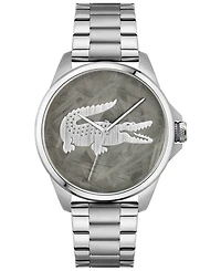 Lacoste Men's Le Croc Silver Tone Stainless Steel Bracelet Watch, 43mm