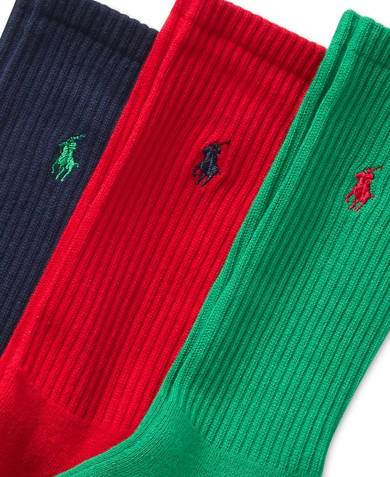 Polo Ralph Lauren 3 Pack Ribbed Cushion Foot Crew Men's Socks