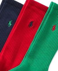 Polo Ralph Lauren 3 Pack Ribbed Cushion Foot Crew Men's Socks