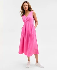 On 34th Women's Gauze Double V-neck Empire Midi Dress