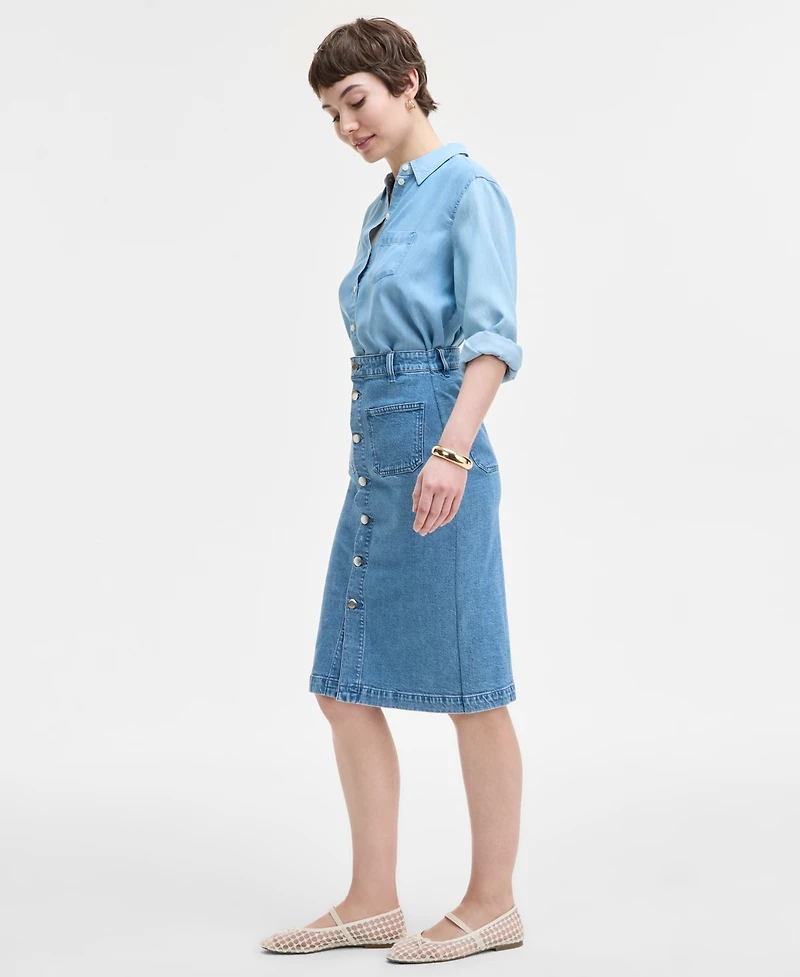 On 34th Women's Patch-Pocket Denim Midi Skirt, Exclusively at Macy's