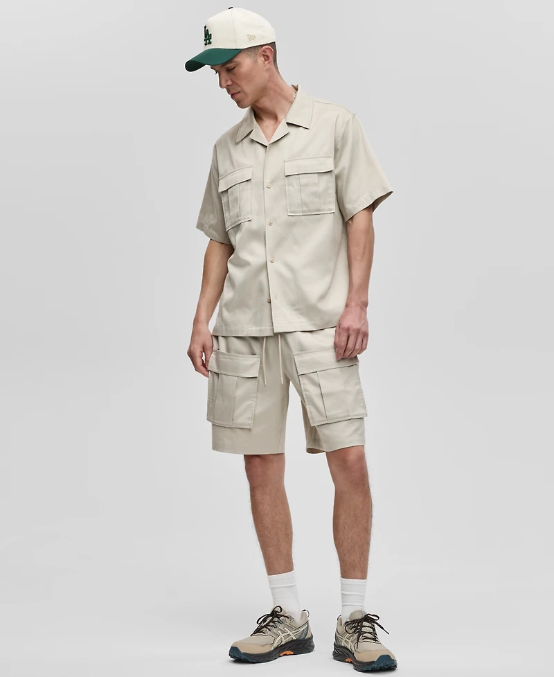 Mode of One Men's Camp Collar Twill Shirt, Exclusively at Macy's