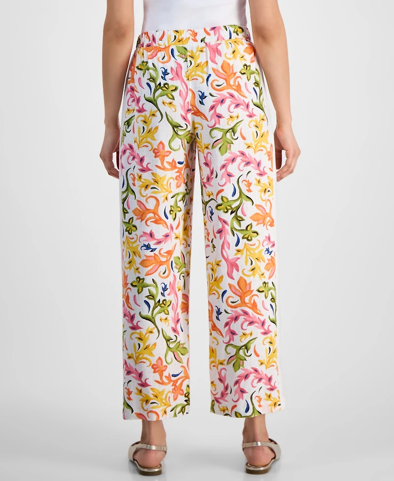 Jm Collection Petite Side-Panel Printed Pull-On Pants