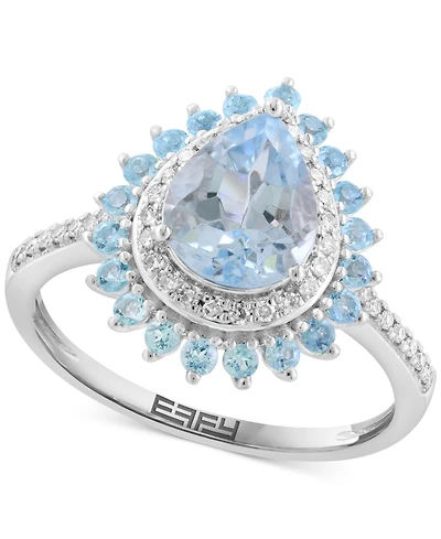 Effy Aquamarine (1-3/8 ct. t.w.), Blue Topaz (3/8 ct. t.w.) & Diamond (5/8 ct. t.w.) Ring in 14k White Gold