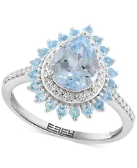 Effy Aquamarine (1-3/8 ct. t.w.), Blue Topaz (3/8 ct. t.w.) & Diamond (5/8 ct. t.w.) Ring in 14k White Gold