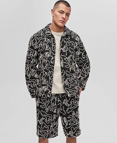 Mode of One Men's Floral Embroidered Cotton Shacket, Exclusively at Macy's