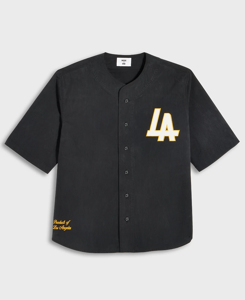 Mode of One Men's Washed Crinkle Baseball Jersey, Exclusively at Macy's