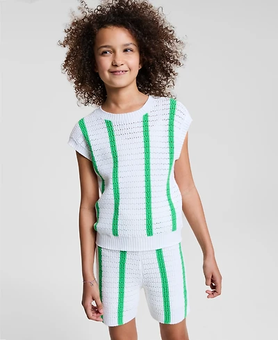 Epic Threads Little & Big Girls Striped Crochet Knit Top, Exclusively at Macy's