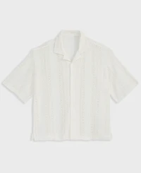 Mode of One Men's Relaxed-Fit Textured Crochet Button-Down Camp Shirt, Exclusively at Macy's