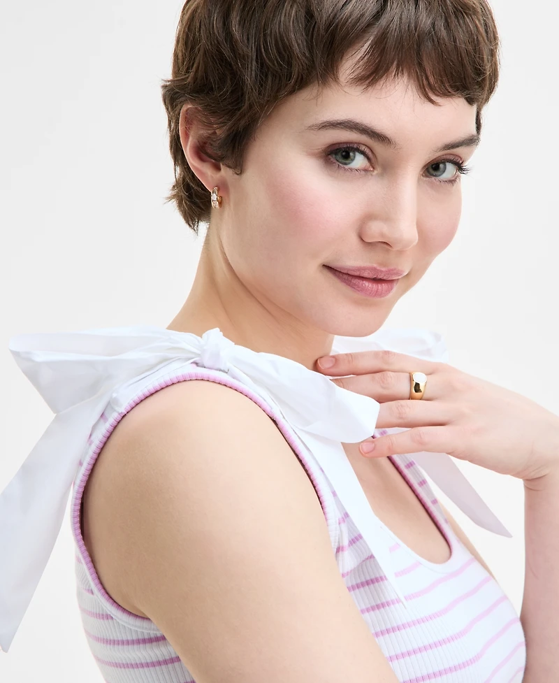 On 34th Women's Ribbed Bow-Shoulder Tank Top, Exclusively at Macy's