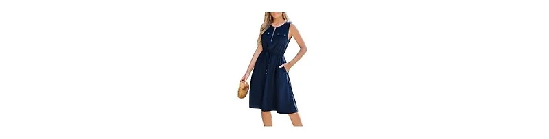 Cupshe Women's Executive Edge Blue Mini Beach Dress