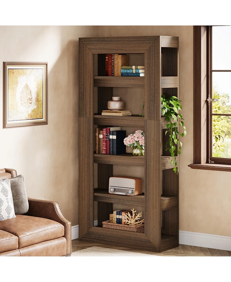 Tribesigns 5-Tier Bookshelf, 70.9" Tall Bookcase, Wooden Open Book Shelf, Freestanding Storage Display Shelves