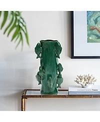LuxenHome Marine Green Ceramic Fish 12.2-Inch Tall Vase