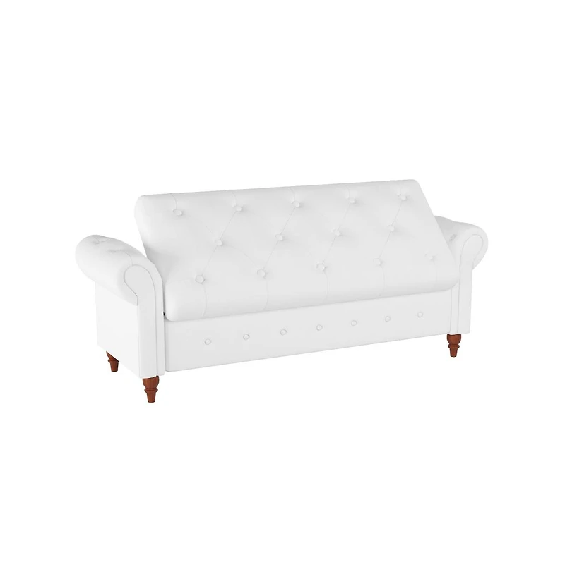 63 Inch Upholstered Storage Bench with Rolled Arms, Tufted Ottoman Large Hidden Compartment-The Pop Home