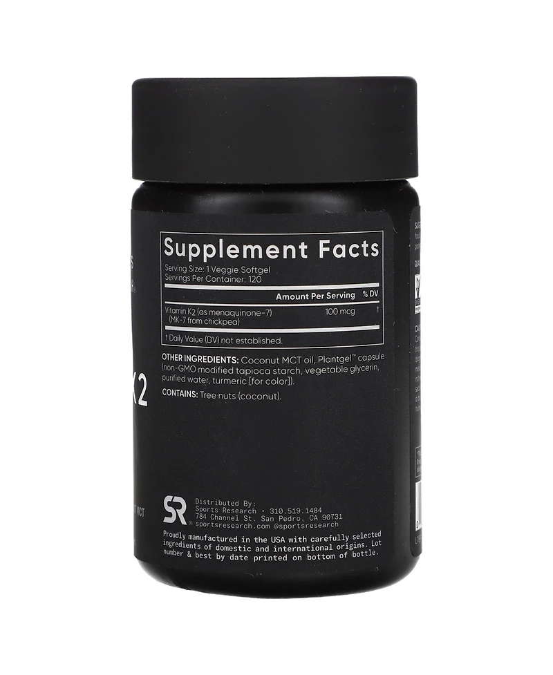 Sports Research Vitamin K2 Plant-Based 100 mcg