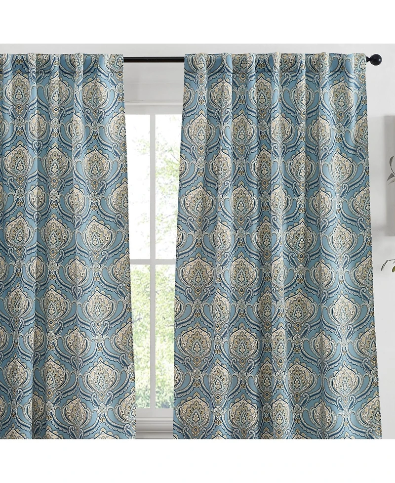 Hlc.me Messina Paisley Damask Patterned Back Tab Rod Pocket Curtains - Light Blocking Darkening Window Panels, Set of 2 (/Yellow