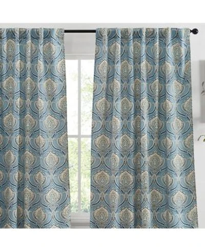 Hlc.Me Messina Paisley Damask Patterned Window Back Tab Rod Pocket Curtains Bedroom Light Blocking Darkening Window Panels Set Of 2 Blue Yellow 52 W X 96 L