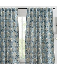 Hlc.Me Messina Paisley Damask Patterned Window Back Tab Rod Pocket Curtains Bedroom Light Blocking Darkening Window Panels Set Of 2 Blue Yellow 52 W X 96 L