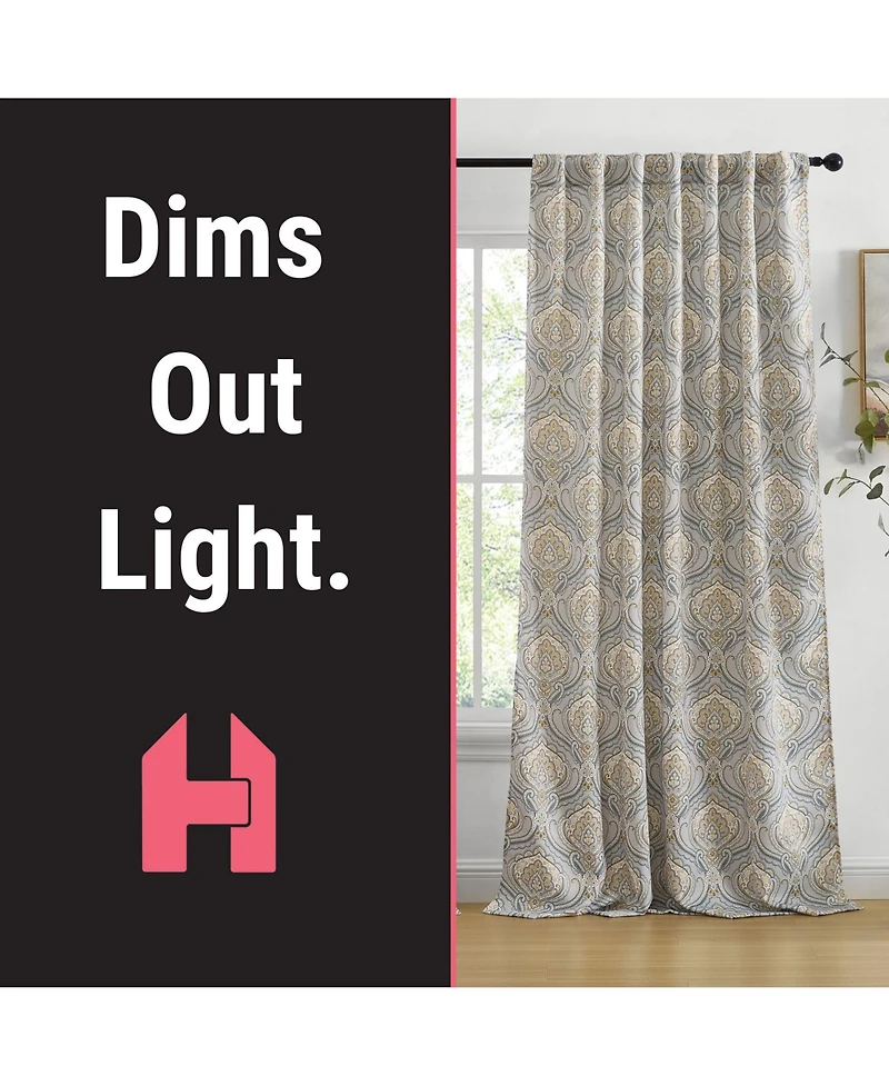 Hlc.me Messina Paisley Damask Patterned Window Back Tab Rod Pocket Curtains Bedroom