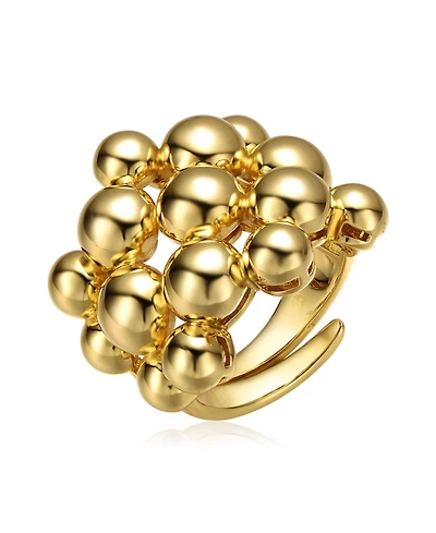 14K Gold Plated Bead Ball Cluster Bouquet Adjustable Statement Ring