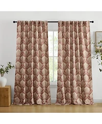 Hlc.me Messina Paisley Damask Patterned Back Tab Rod Pocket Curtains - Light Blocking Darkening Window Panels, Set of 2 (Spice Red