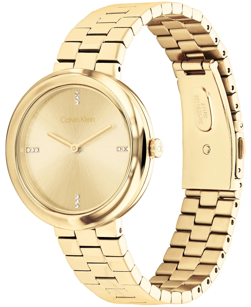 Calvin Klein Women's Twisted Bezel Gold Tone Stainless Steel Bracelet Watch, 34mm