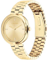 Calvin Klein Women's Twisted Bezel Gold Tone Stainless Steel Bracelet Watch, 34mm