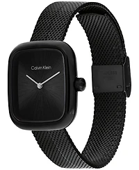 Calvin Klein Women's Adore Ionic Plated Black Steel Mesh Bracelet Watch, 30mm