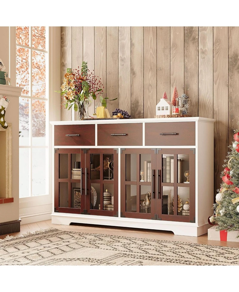 Buffet Cabinet with Storage, 55" Large Sideboard Buffet Storage Cabinet