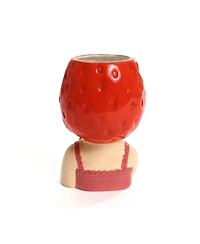 LuxenHome Lady Strawberries Ceramic 8.7-Inch Tall Sculpture Vase