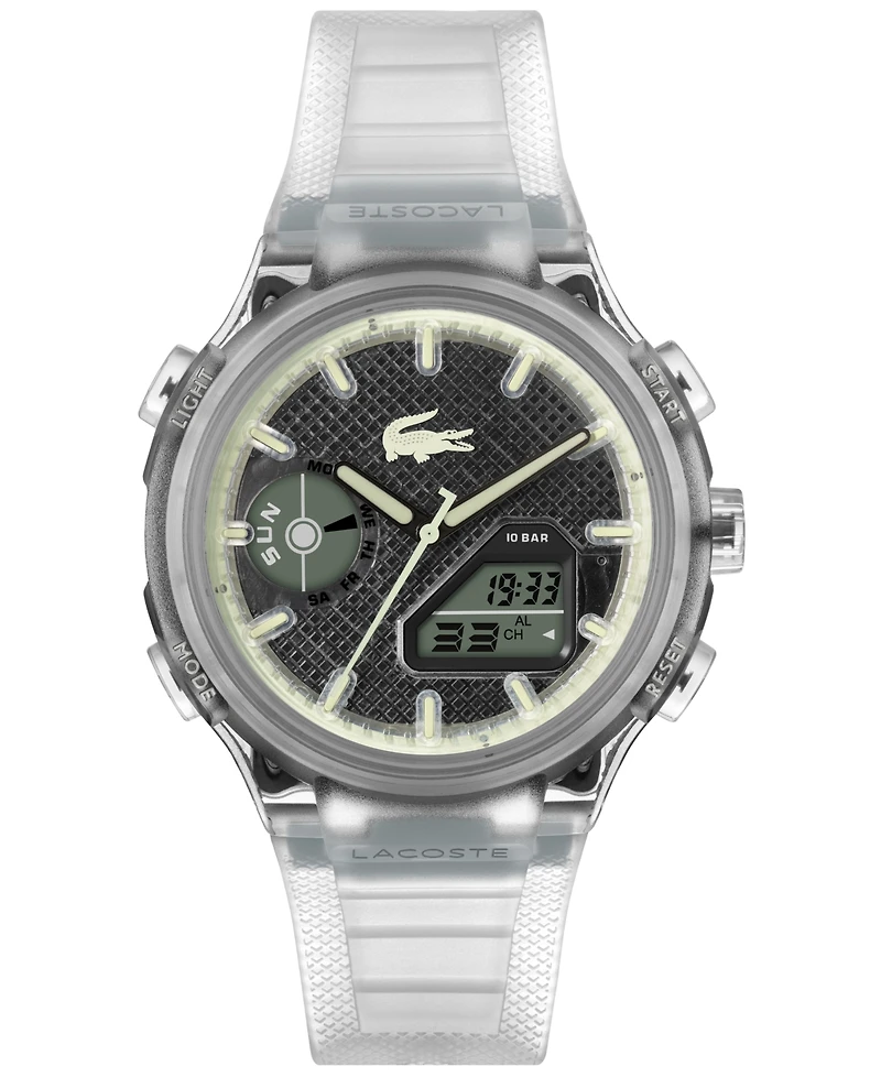 Lacoste Men's LC33 Clear Silicone Strap Watch, 45mm
