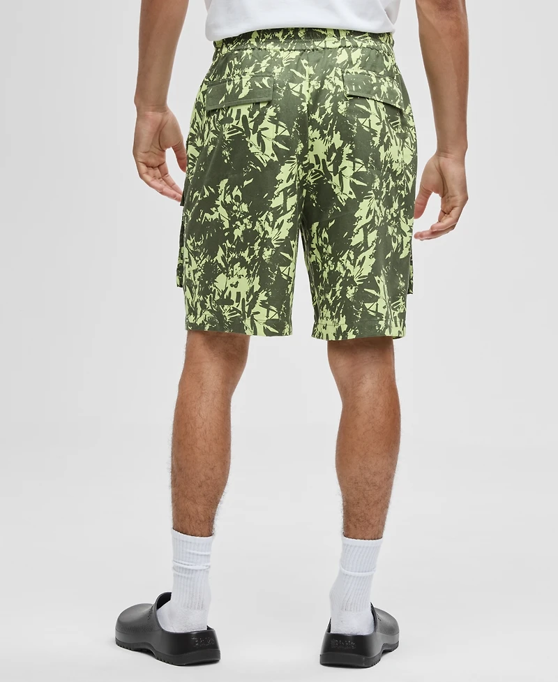 Mode of One Men's Abstracted Floral Regular-Fit Printed 9" Cargo Shorts, Macy's Exclusive