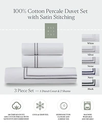 Ella Jayne 100% Cotton Percale Satin Stitched 3-Pc. Duvet Cover Set, Full/Queen