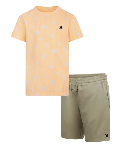Hurley Little Boys 2-Piece Printed T-Shirt and Woven Shorts Set