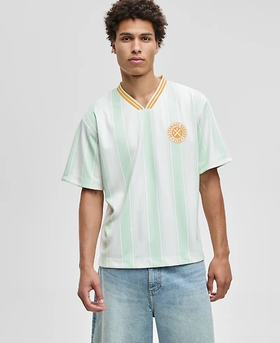Mode of One Men's Panama Relaxed-Fit Stripe V-Neck T-Shirt, Macy's Exclusive