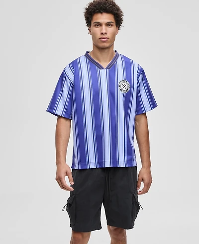 Mode of One Men's Panama Relaxed-Fit Stripe V-Neck T-Shirt, Macy's Exclusive