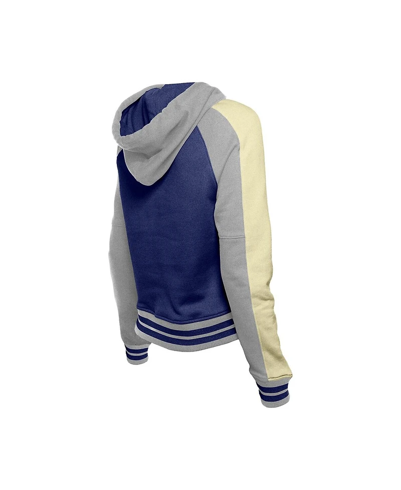 New Era Women's Royal Los Angeles Dodgers Cooperstown Collection Cropped Raglan Pullover Hoodie