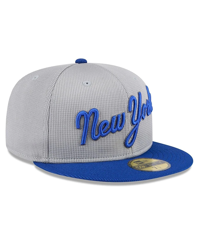 New Era Men's Gray/Royal New York Mets 2025 Batting Practice 59FIFTY Fitted Hat