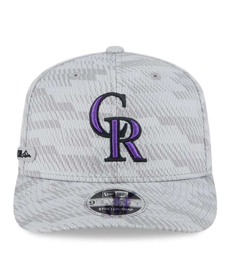 New Era Men's Gray Colorado Rockies 2025 Mlb Clubhouse 9SEVENTY Stretch-Snap Hat