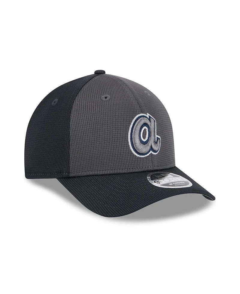 New Era Men's Gray/Navy Atlanta Braves 2025 Batting Practice 9FORTY M-Crown Adjustable Hat