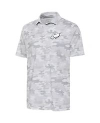 Antigua Men's White Philadelphia Eagles Anthracite Logo Collide Polo Shirt