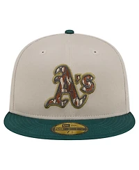 New Era Men's Natural/Hunter Green Oakland Athletics Lifestyle Tree Bark Fill 59FIFTY Fitted Hat