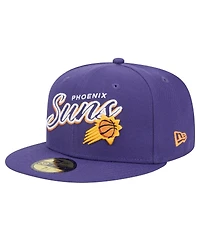 New Era Men's Purple Phoenix Suns Sport Night Script Sided 59FIFTY Fitted Hat