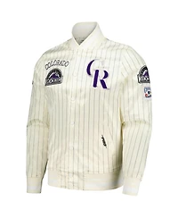 Pro Standard Men's Cream Colorado Rockies Cooperstown Collection Pinstripe Retro Classic Satin Full-Snap Jacket